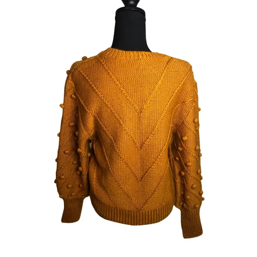 Burnt Orange Sweater with Pom Poms – Size Small - Picture 2 of 2